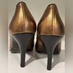 J. Renee Bronze High Heel. Square Jewel Square Toe Vintage Look Limited Sz 7. Gold Photo 5