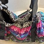 AMICI CLOTH BAG BOHO DESIGN BEGAN LEATHER STRAPS AND TIE STRING ON SIDES Blue Photo 12