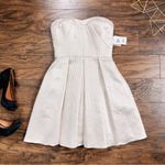 Aidan Mattox • strapless fit & flare mini dress champagne gold cocktail pleated Photo 1