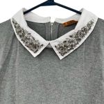 Belldini Size Large Shirt Gray Layered Look Pullover‎ Back Zip Rhinestone Collar Photo 2