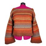 New Crochet Sweater Handmade Crop Multicolor Striped Boat Neck Off Shoulders OS Orange Size M Photo 0