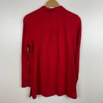 J Jill Womens Button‎ Down Embroidered Shirt in Red Sz S Flowy Oversized Holiday Photo 5