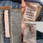 Free People jean jacket sz M distressed crochet Photo 2