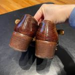 Joan & David Vintage Crocodile Embossed Leather Exotic Breatheable Chunky Loafers Flats Tomboy Masc Boho Block Cutouts D’orsay Woven Photo 5