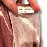 First Love  By Lovelyn Womens Burgundy Striped V-Neck Pullover T-Shirt Sz Med Photo 2