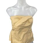 ZARA Women's Yellow Strapless Sleeveless Bandeau Bustier Wrap Tube Blouse Top L Photo 0