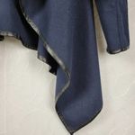 Jeykay Womens Cardigan Jacket Navy Blue Leather Trim Asymmetric Drape Open Front Size undefined Photo 6