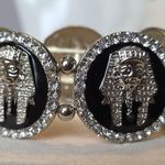 Boutique Silver and Black Enamel Egyptian Pharoah Stretch Bracelet Photo 1