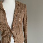 Design History Vintage  Tan Sequin Cardigan Size S Photo 2