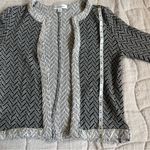 Amour Vert  Darcy Chevron Black and White Organic Cotton Open Cardigan Jacket Photo 5