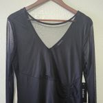 Bebe NWT  701782A Mesh Long Sleeve Vneck Illusion Midi Dress Black Size Large Photo 1