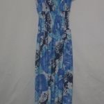 Beautiful M Blue Purple Floral Nylon Summer Maxi Dress Size M Photo 0