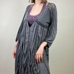 Vintage y2k Pol Grey Deep V Ladder Lace Grunge Fairy Long Sleeve Dress Size S Gray Photo 2