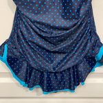 Pretty Polka Dot Navy/Teal Ruched Skater Swimdress Swimsuit Size Med EUC #1123 Blue Photo 2