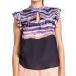 Chufy Northern Lights Kaia Navy Watercolor Top size Small Ruffle Tie Dye Stripes Blue Photo 0