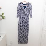 Jessica Howard Womens Dress Size 8 Navy Silver Maxi Lace Formal Classic Chic Photo 1