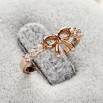 Dainty jewelry silver Bow crystal ring Photo 5