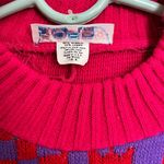 vintage acrylic lurex sweater scottie dog heart flower bows geometric 80s 1980s Pink Size M Photo 4