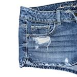 American Eagle Y2K Low Rise Micro Mini Booty Denim Jean Shorts Distressed Size 4 Photo 3