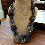 Chico's Chain Necklace Boho Wood Resin Hip Belt Chunky Adjustable 33" Photo 0