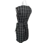 Ann Taylor  LOFT Women Black White Plaid Cap Sleeve Tie Mini Sheath Dress Size 4 Photo 2