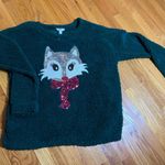 Time and Tru Womens Green Fox Sequin Sherpa Pullover Sweater XXL 20 Photo 0