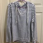 Old Navy long sleeve light weight hoodie. White with navy stripes. Size XXL. Photo 0