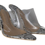 MACKIN J Clear Heels Point Toe Transparent Mule Open Toe Slip On Stiletto Silver Size 8 Photo 0