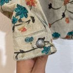 Chico's  LIGHT TAN SUEDE LEATHER JACKET WITH ALL OVER FLORAL EMBROIDERY- SIZE 1 Photo 4