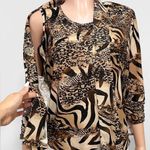 TANJAY Women's Animal Print Tank Top With Cardigan Jacket Set Size S Petite PS Brown Photo 0