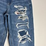 American Eagle  Outfitters Mom Straight Distressed Blue Jeans plaid detail size 2 Photo 4