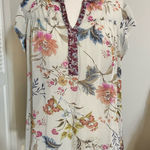 DR2 Daniel Rainn Mixed Print Floral Flowy Cap Sleeve Tunic PL L Petite Large Brown Size undefined Photo 0
