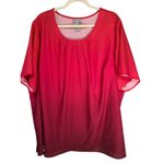 Catherines  Ombre Pink Red Pleated Scoop Neck Butterfly Sleeve Tunic Top 2X Photo 5