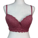 Laura Ashley  Push-Up Underwire Bra 36C All Over Lace Dusty Rose Photo 0