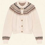 Doen Clarke Merino Alpaca Cardigan Oatmeal Olympia Fair Isle XS EUC Brown Photo 9