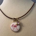 Handmade Leather cord and ribbon cute charm with birthstone necklace choker Photo 1