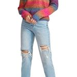 BB Dakota Steve Madden bright rainbow ombre striped fuzzy sweater size XXL Photo 4