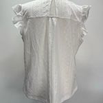 NEW White Knit Eyelet Lace Trimmed V Neck Top with Flutter Sleeves Size Large Photo 3