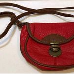 American Eagle  Crossbody Very Small Purse Faux Leather Red/Brown Trim Photo 0