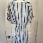 Walker & Wade High Low Swim cover up dress tie front striped blue white Photo 4