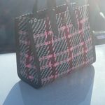 Kate Spade  Black and Pink Woven Plaid Large Tote Photo 5