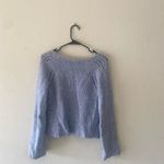 EXPRESS blue long sleeve tie up sweater with hole details Photo 7