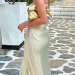 ZARA midi dress satin sleeveless tube olive green wedding party summer Photo 12