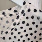 Who What Wear Cream and Black Polka Dot Linen Blend Short Sleeve Shirt Sz L Photo 3