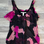 Diane Von Furstenberg  pink black silk sleeveless ruffle top size 8 N10 Photo 0