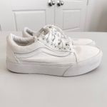 Vans Womens Old Skool Platform Sneakers Size 9 White Canvas Classic Skater Photo 2
