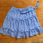 Sienna Sky  Blue Floral Tiered Ruffle Skirt Lined Pull On Women’s Medium Photo 0