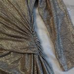 Silver Metallic Shimmering long sleeve dress Size 10 Photo 4