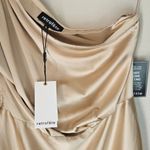 Retrofête  Nadia One-shoulder Ruched Stretch-Silk Satin Mini Dress Sz L Champaign Photo 9