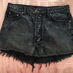 Signature 8 Black Fringe Denim Skirt  Photo 0